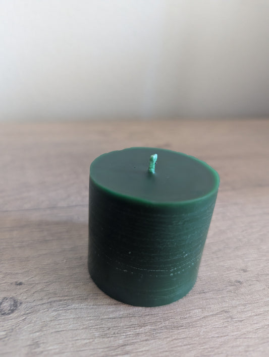 Holiday beeswax pillar candle