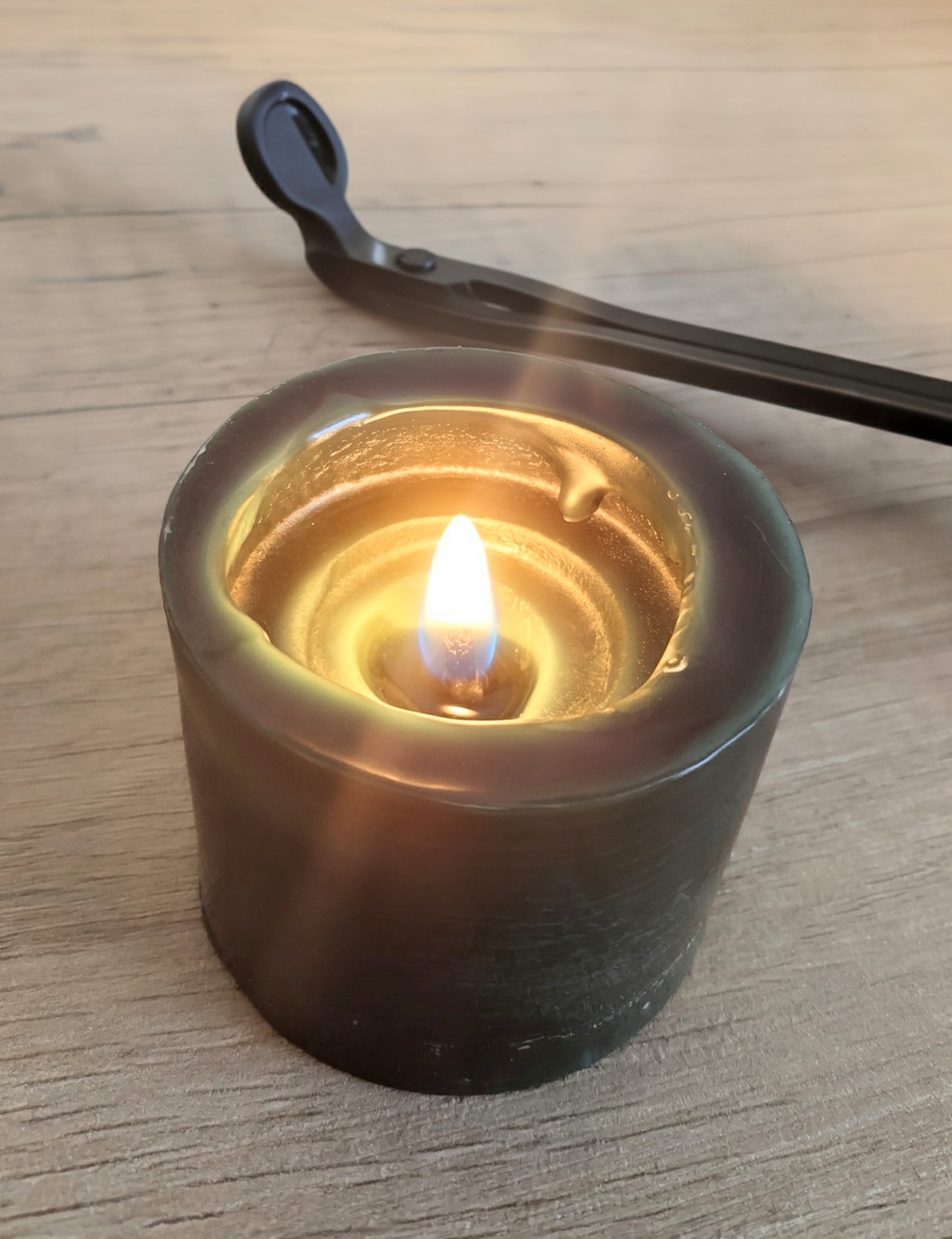 Holiday beeswax pillar candle